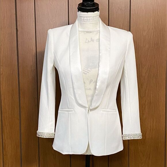 Generation Love Argo Crystal Trimmed Satin & Crepe Blazer size XS - Picture 7 of 16